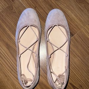 NEW JCrew Suede Lace-Up Flats